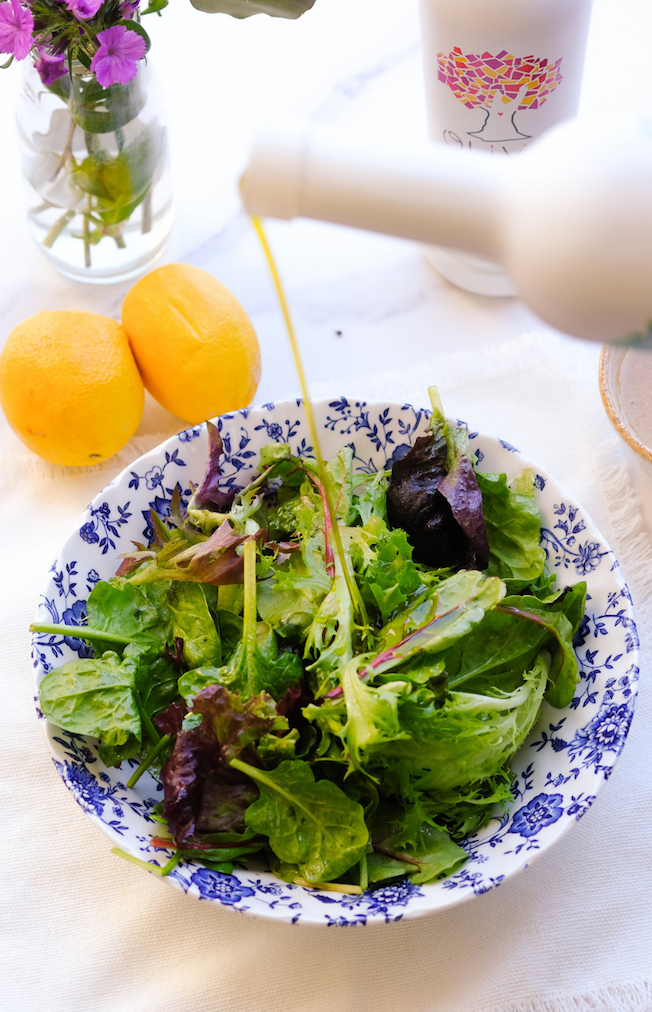 Easy Green Salad with Lemon and Olive Oil Dressing - Carrie's Kitchen