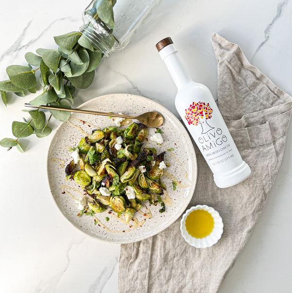 Olivo Amigo, yourolivoamigo, evoo, olive oil, joy olive oil, vitality olive oil, honey roasted brussels sprouts, brussels sprouts recipe