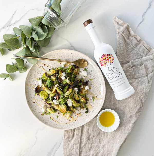 Olivo Amigo, yourolivoamigo, evoo, olive oil, joy olive oil, vitality olive oil, honey roasted brussels sprouts, brussels sprouts recipe